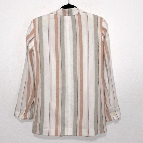 ZARA Striped Lapel Collar Oversized One Button Jacket Blazer Size Medium - Picture 8 of 12